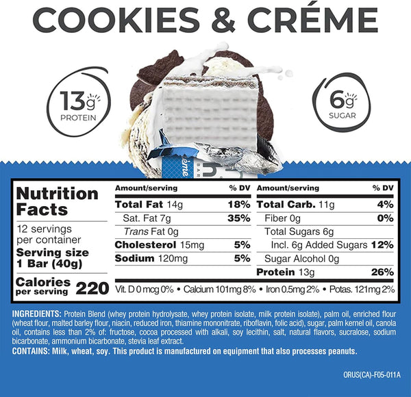 Power Crunch Protein Energy Wafer Bars Cookies and Creme 12 Count