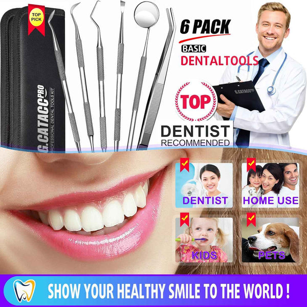 G.CATACC professional stainless steel dental pick teeth cleaning tools for adults and pets