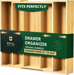 ROYAL CRAFT WOOD Luxury Bamboo Kitchen Drawer Organizer - Silverware Organizer, Utensil Holder & Cutlery Tray Drawer Dividers for Flatware (9 Slot, Natural)