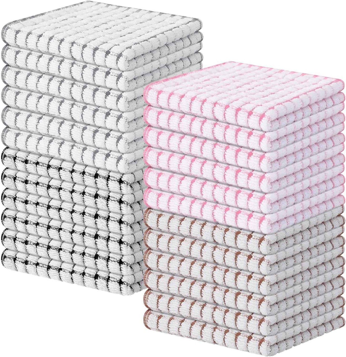 Kitinjoy Cotton 8 Pack Terry Kitchen Dish Cloths, 12 x 12 Inches Super Soft and Absorbent Dish Rags, Quick Drying Dish Towels for Washing Dishes, Mixed Color
