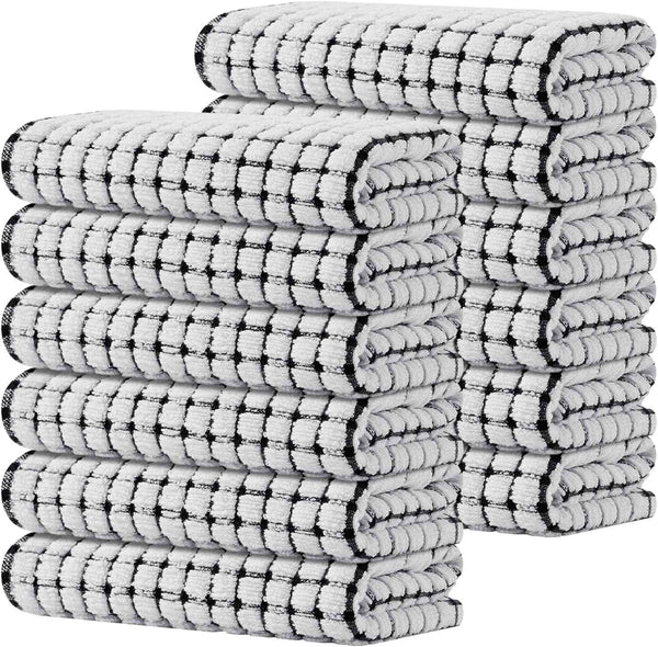 Kitinjoy Cotton 8 Pack Terry Kitchen Dish Cloths, 12 x 12 Inches Super Soft and Absorbent Dish Rags, Quick Drying Dish Towels for Washing Dishes, Mixed Color