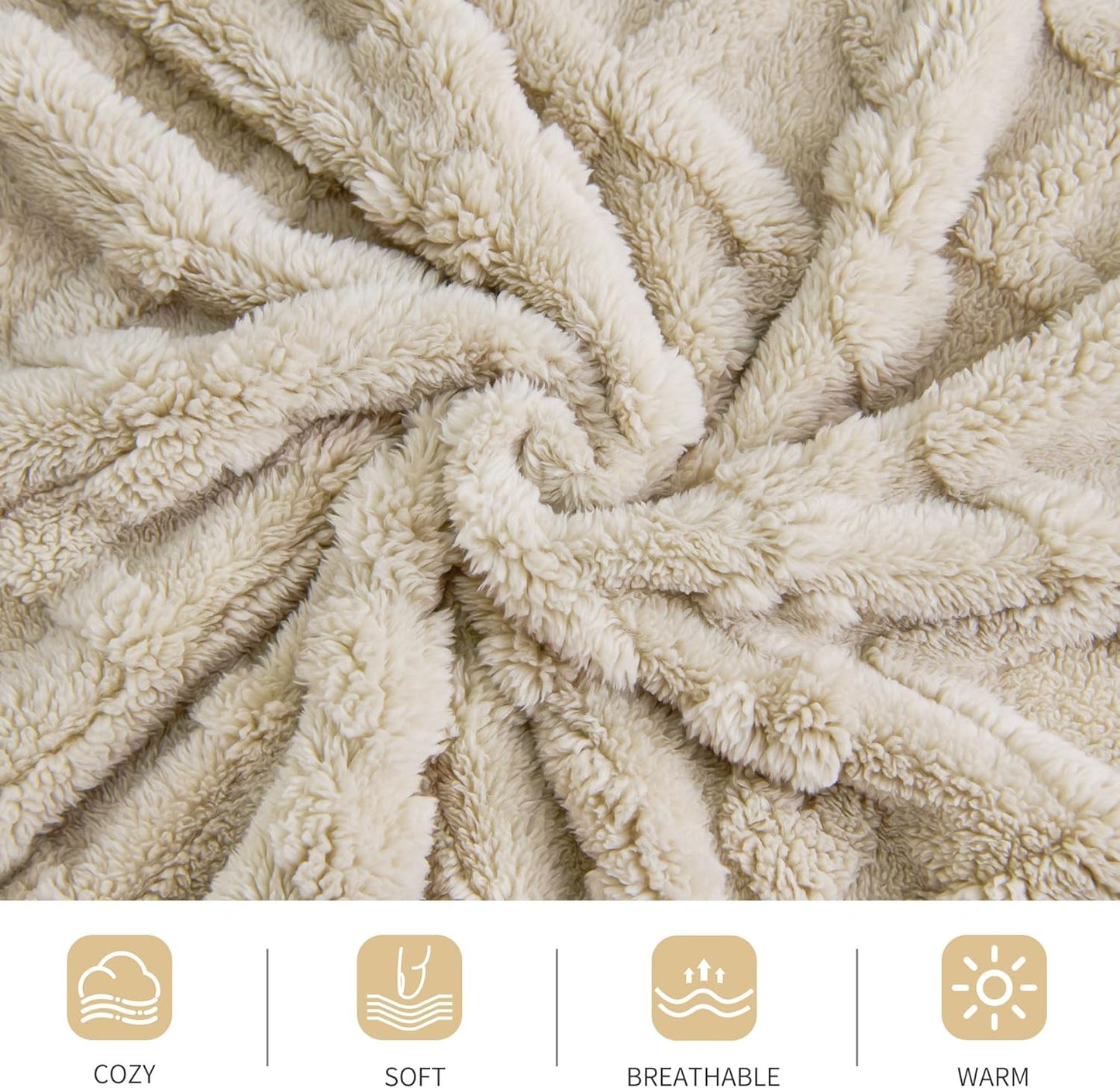 Aganear Fleece Throw Blanket - Cozy Soft Lightweight Fuzzy Throw Blanket for Women Portable Throw Blankets for Couch, Warm Present for Birthday, Christmas, Halloween, Housewarming(50"x60", Khaki) - Rayz Mart