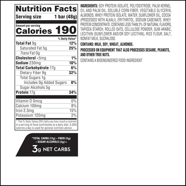 Atkins Chocolate Chip Granola Protein Bar, 12 Count, High Fiber, Low Sugar, 17g Protein