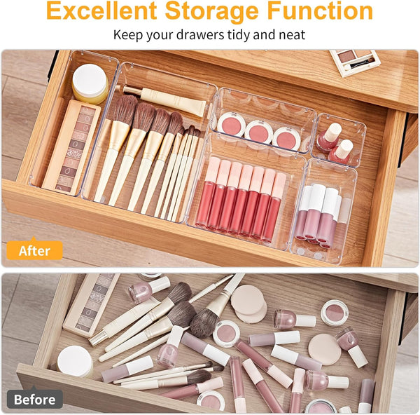 13-Piece Drawer Organizer Set with Non-Slip Pads for Desk, Bathroom, and Kitchen
