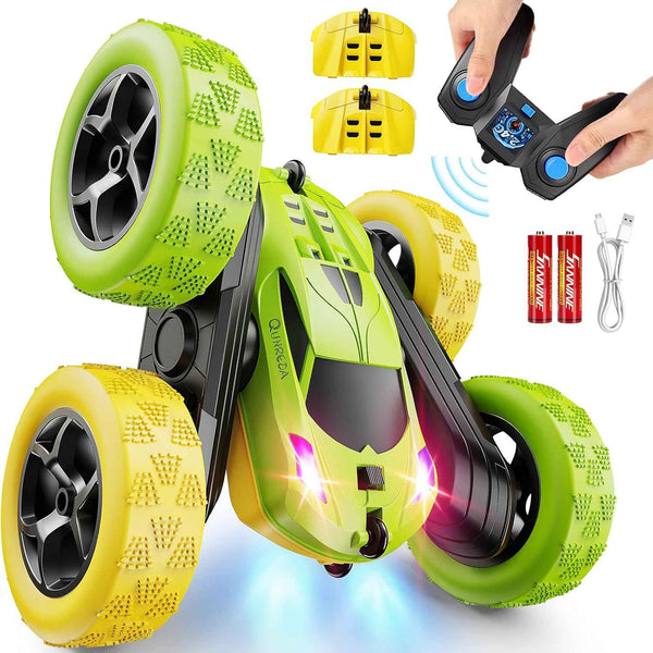 Remote Control Car, RC Cars Toys for Kids Ages 6-12, 4WD Stunt Car with LED Lights & 360° Flips, 2.4GHz, Upgraded USB-C Modular Batteries, 8-10 Year Old Boys Birthday Gift 1-Blue
