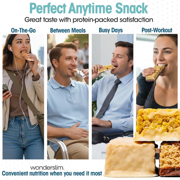 Wonderslim High Fiber Protein Bars Variety Pack 15g Protein 8g Fiber Low Sugar Low Carb