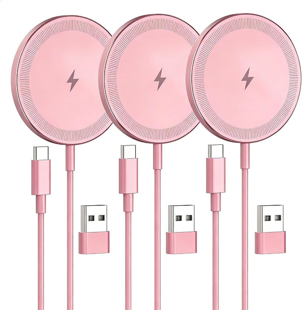 3-Pack 15W Magnetic Wireless Charger: Qi2 Fast Charging Pad for iPhone Air 17 16 15 14 13 12 Pro Max, Samsung Galaxy S26 S25, Google Pixel 10, AirPods-Slim Portable for Desk Bedside Travel-White