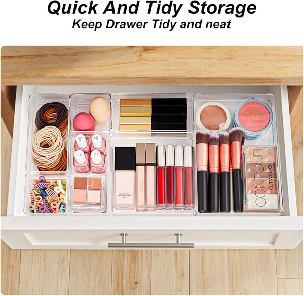 7-Piece Drawer Organizer Set with Non-Slip Pads for Desk, Kitchen, and Bedroom Drawers