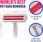 ChomChom roller pet hair remover and reusable lint roller for cat and dog hair removal on furniture, couch, carpet, clothing and bedding