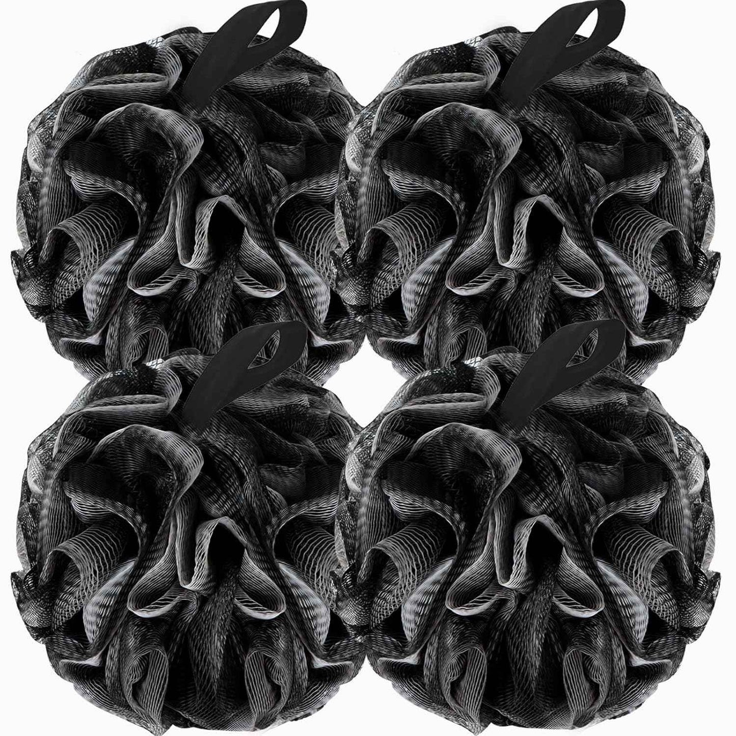 Bath Loofah Shower Sponge Body Back Scrubber Soft Mesh Shower Puffs Exfoliating Loofa for Women & Men Bath Accessories Cleaning Tool (Pack of 4 60G Loofah, Dark Elf)