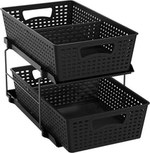 2 Tier Bathroom Organizer Tray with Sliding Drawer and Under Sink Storage