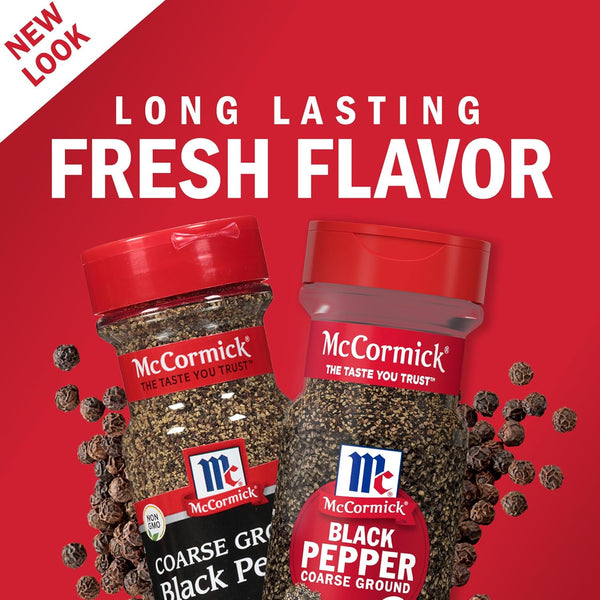 McCormick Coarse Ground Non GMO Black Pepper, Hand-Harvested, 3.12 oz
