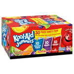Kool-Aid Jammers Drink, 30 Pouches, for School Lunches and On-the-Go Hydration, Artificially Flavored Tropical Punch, Grape and Cherry Flavors, 6 fl oz