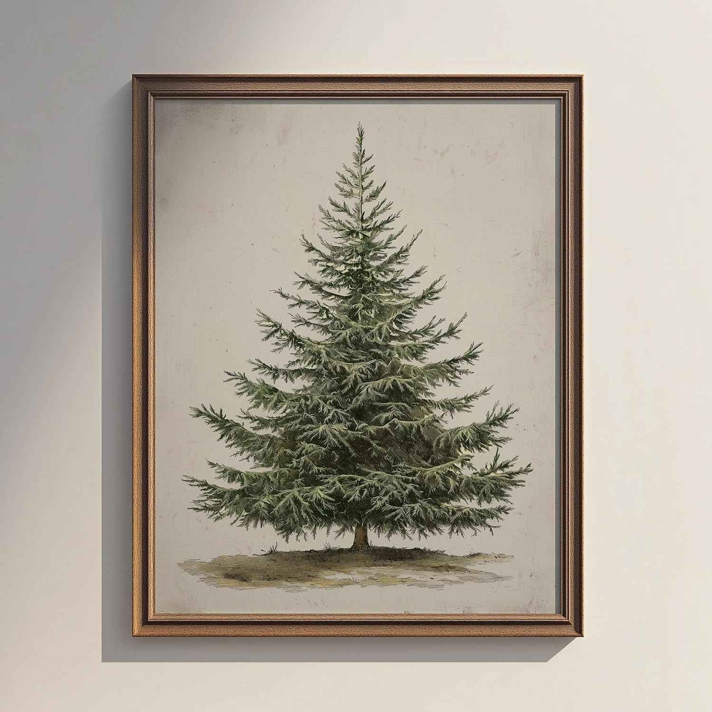 Generic Vintage Christmas Tree Print, Rustic Winter Tree Art, 8x10 inch Unframed