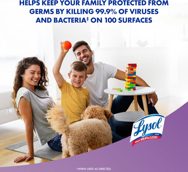 Lysol Disinfectant Spray, Household Cleaning Supplies, Disinfecting Multi-Purpose Room Spray, Antibacterial Sanitizer, Deodorizer, Kills Hantavirus, Lavender & Cotton Blossom, 19 Fl Oz (Pack of 2)