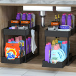 DEKAVA Under Sink Organizer 2 Pack, Bathroom Cabinet Organizer, 2 Tier Sliding Cabinet Basket