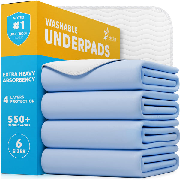 green lifestyle washable underpads for incontinence bed pads, pet pads, and seniors (pack of 4, 34x36)