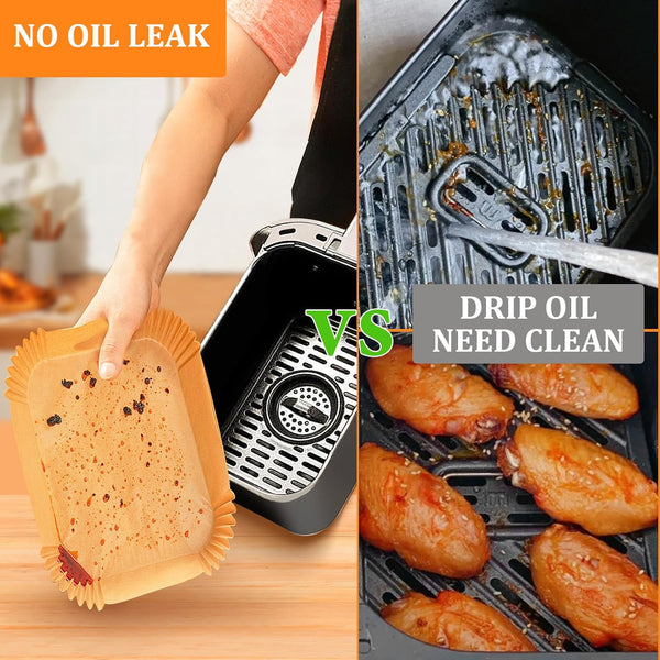 200PCS Air Fryer Liners for Ninja: Higher Non-Stick Disposable Parchment Paper Liner for Ninja DZ201/DZ401 Dual Airfryer Baking - Food Grade Ninja Air fryer Accessories (Rectangle - 8.6 x 5.5 inch)