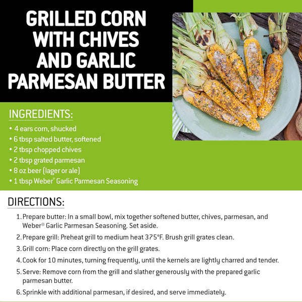 Weber 4.3 oz Garlic Parmesan Seasoning Blend for Vegetables, Pork, Poultry, and Pasta