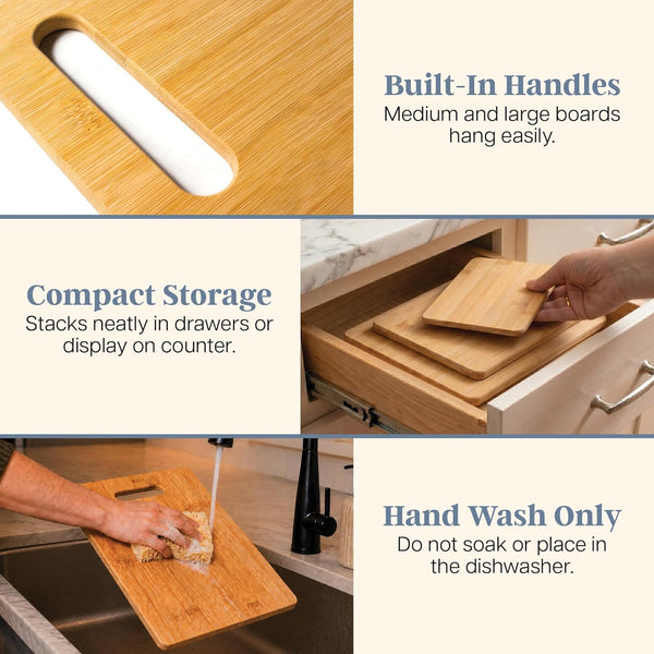 Totally Bamboo 3-Piece Cutting Board Set for Kitchen Use