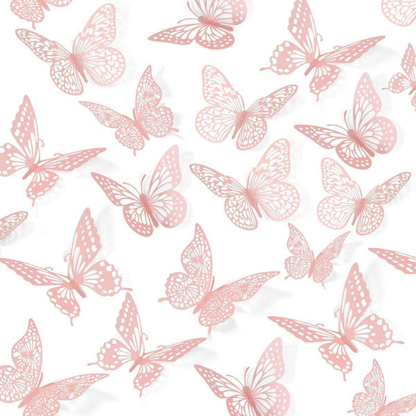 SAOROPEB 3D Butterfly Wall Decor - 48 Pcs, 4 Styles, 3 Sizes, Gold Butterfly Decorations for Birthday & Party Celebrations, Removable Stickers