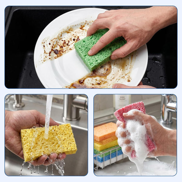 ARCLIBER Cellulose Sponges,Heavy Duty Scrub Kitchen Sponge No Scratching,Pop Up Eco DIY (6 Pack)