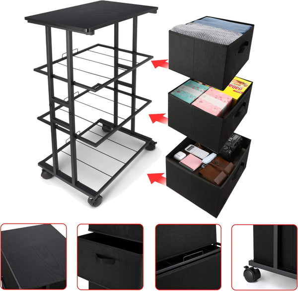 MAX Houser 3-Drawer Dresser Storage Tower for Bedroom, Closet, Office, Black