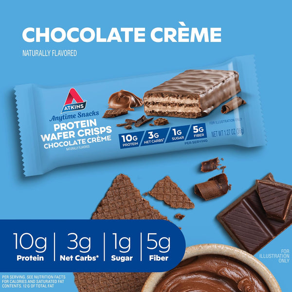 Atkins Chocolate Crème Protein Wafer Crisps, 5 Count, 1.27oz Each