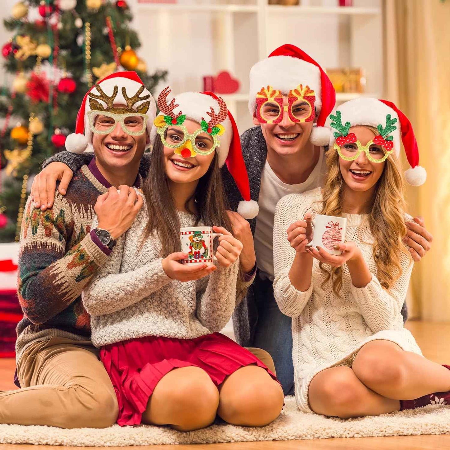 Max Fun 36 Pack Christmas Glitter Glasses, Holiday Eyeglasses Party Frames for Christmas Party Favors & Holiday Celebration Decorations, One Size Fits All