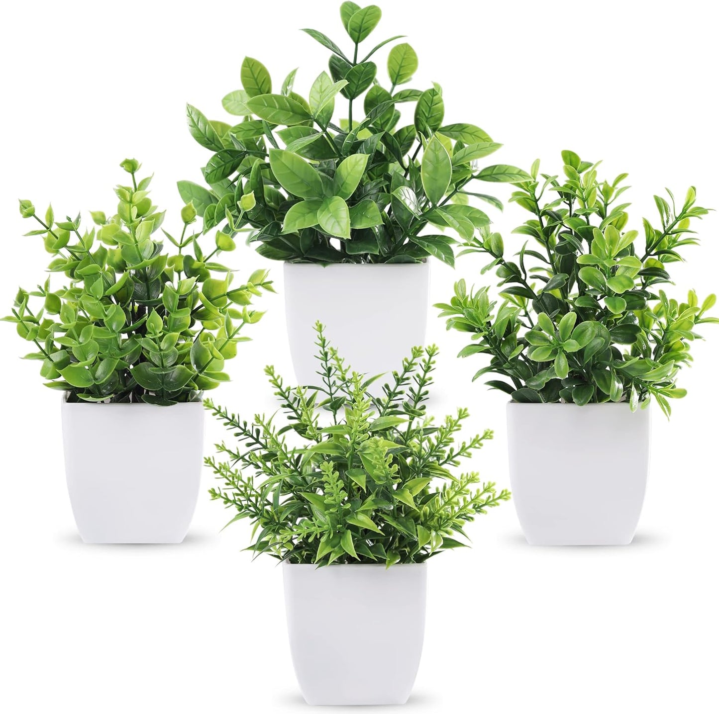 Der Rose 4 Pack Fake Plants Mini Artificial Greenery Potted Plants for Home Decor Indoor Office Table Room Farmhouse Bathroom Decor