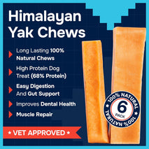 Natural yak cheese Himalayan made dog chews for all breeds, lactose free, dental cleaning for aggressive chewers - small, medium, large