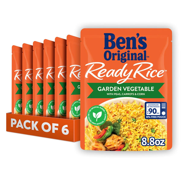 BEN'S ORIGINAL Ready Rice Jasmine Rice 8.5 OZ Pouch Pack of 6 Convenient Microwave Side Dish