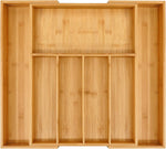 Bamboo drawer organizer for kitchen utensils and storage