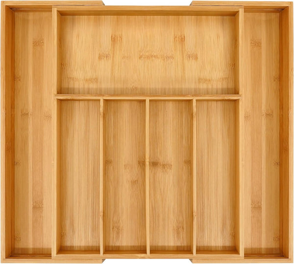 Bamboo drawer organizer for kitchen utensils and storage