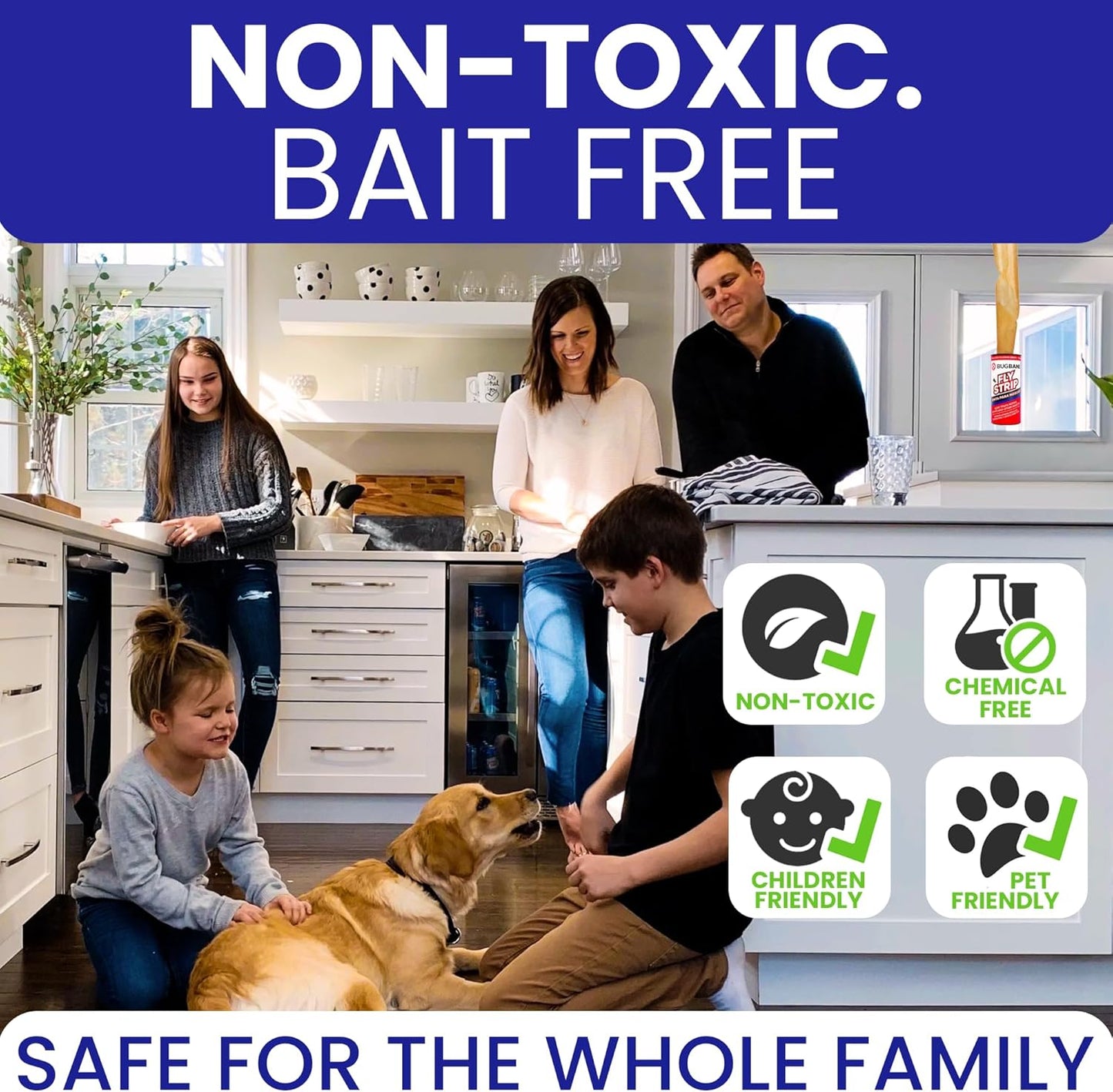 Fly Strips Indoor Sticky Hanging 24pk with Pins. Non Toxic Outdoor Fly Trap Indoor for Home. Flies Tape Paper Trap Ribbon Roll for House Gnat Fruit and Housefly. Bug Catchers for Inside Home Flypaper