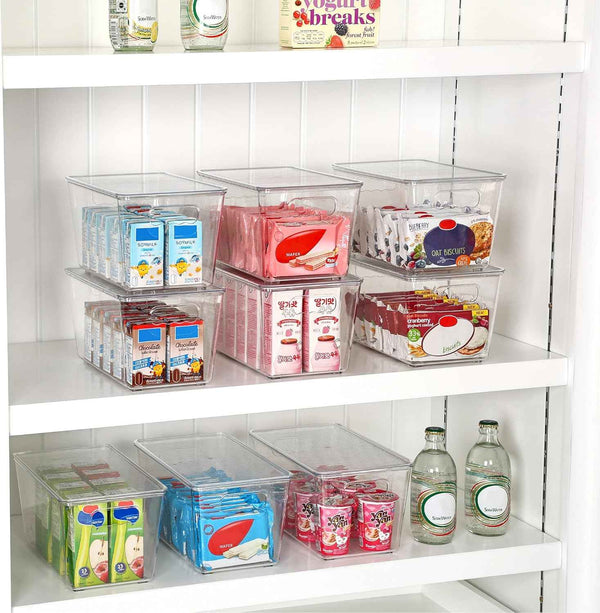 vtopmart 6 pack clear stackable storage bins for pantry kitchen organizer