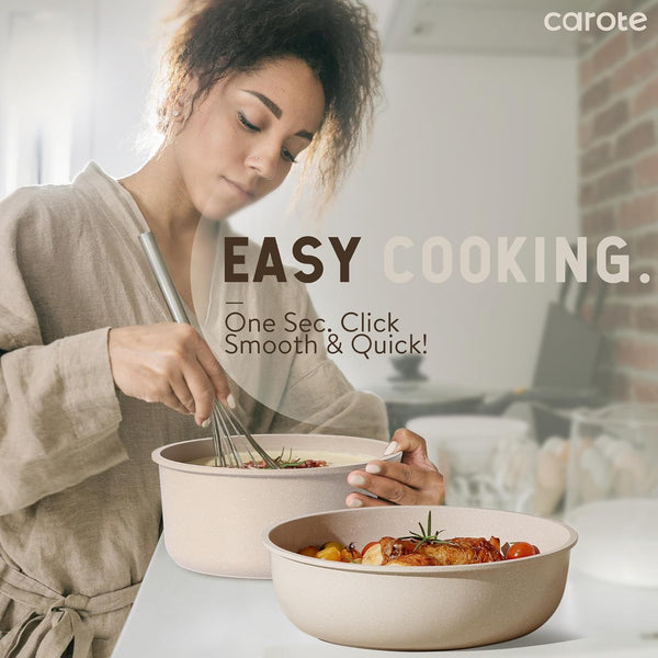 19-piece non-stick cookware set with detachable handles