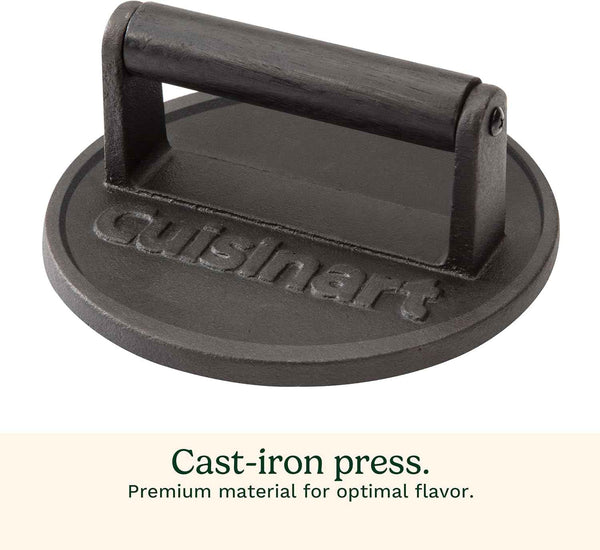Cuisinart 6.5" Cast Iron Smashed Burger Press for Crispy Smash Burgers