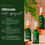 Tree of Life Beauty Facial Skin Care Set, 3 count, 1 fl oz each, Vitamin C, Retinol, Hyaluronic Acid, for dry and sensitive skin