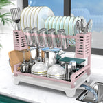 Large capacity 2-tier dish drying rack with stainless steel construction