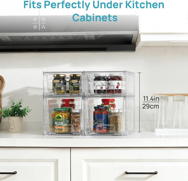 Vtopmart Clear Stackable Storage Drawers for Kitchen and Bathroom Organization