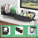 Large capacity stainless steel dish drying rack for kitchen counter