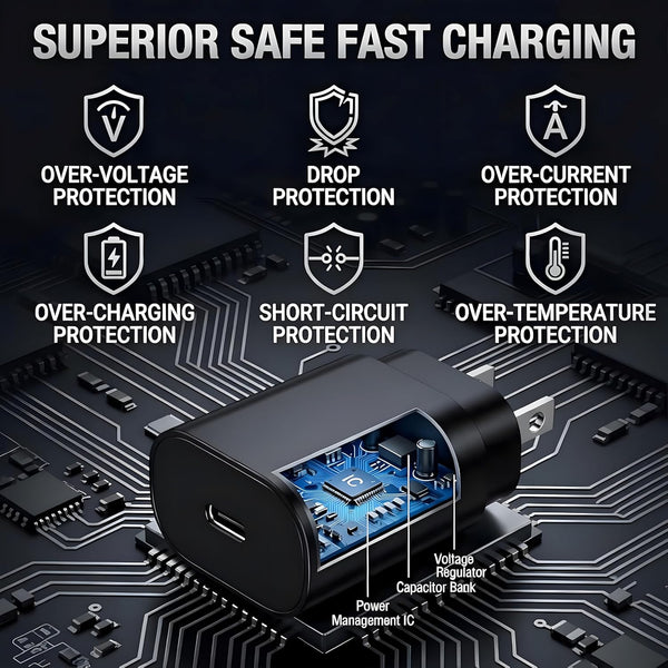 25W USB C Charger Block with 6ft and 10ft Cables for Samsung and iPhone