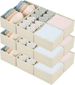 DIMJ Drawer Organizers Clothes, Set of 4 Dresser Organizer Bins, Fabric Closet Organizers and Storage, Shallow Drawer Dividers for Nursery, Clothing, Baby Clothes, Socks, Underwears, Tie (Beige)