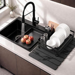 Large Stone Dish Drying Mat for Kitchen Counter, Dark Gray, 24"×16" & 8"x4"