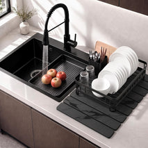 Large Stone Dish Drying Mat for Kitchen Counter, Dark Gray, 24"×16" & 8"x4"