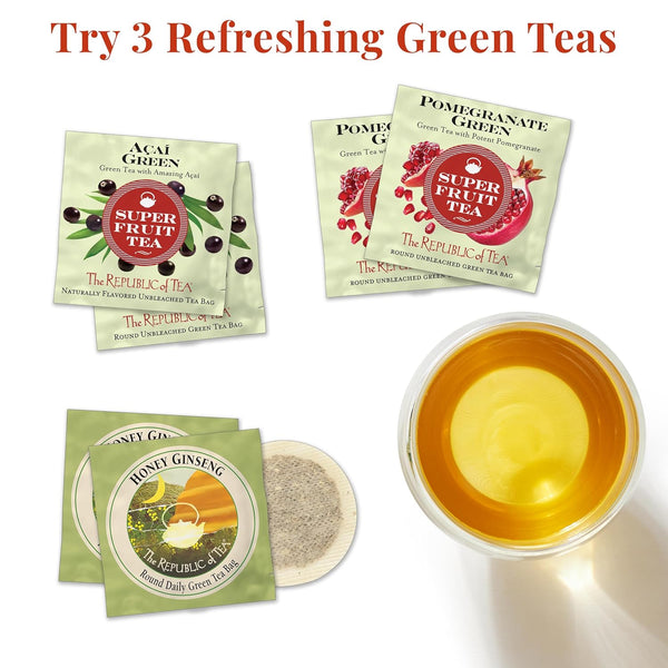 The Republic of Tea Premium Assortment of Teas and Herbs 40 Individually Wrapped Tea Bags