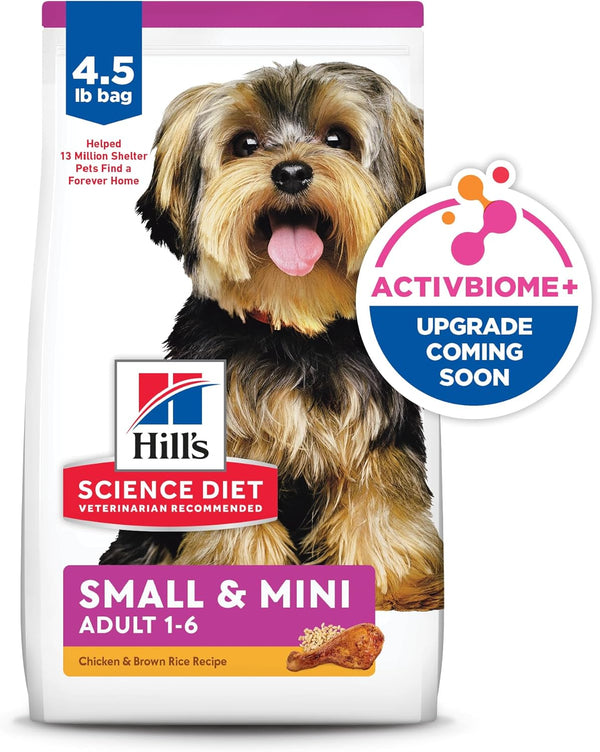 Hills Science Diet Small & Mini Adult 1-6 Dry Dog Food Chicken & Brown Rice 4.5 lb Bag