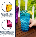 US Acrylic Optix 20oz BPA-free reusable drinking glasses set of 8 in jewel tone colors, made in USA, top rack dishwasher safe