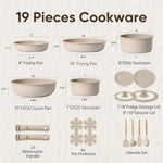 19-piece non-stick cookware set with detachable handles